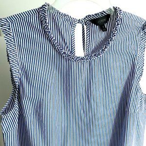 J. Crew Blue and White Striped Sleeveless Top